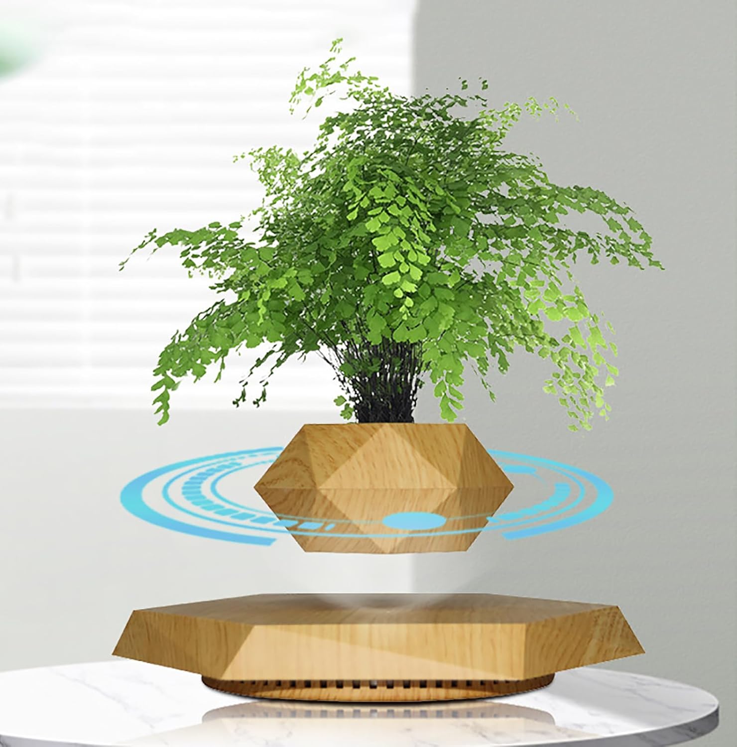 Magnetic Levitation Flower Pot, Rotating Planters Suspension Floating Plant Potted,for Small Plants Room Office Desk Decoration
