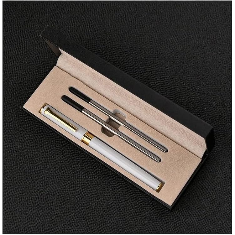 Fountain Pens Fountain Pen Premium Metal Calligraphy Pen Writing Pen with Ergonomic Grip Stunning Luxury Pens for Men and Women Gift Box Portable White1