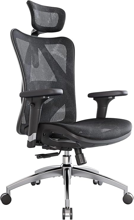SIHOO M57 Ergonomic Office Chair, Mesh Back Desk Chair with 3D Armrests | Lumbar Support & Adjustable Headrest, Comfortable Computer Chair, Office Chair Hold 330 LBS, Home Office - Black