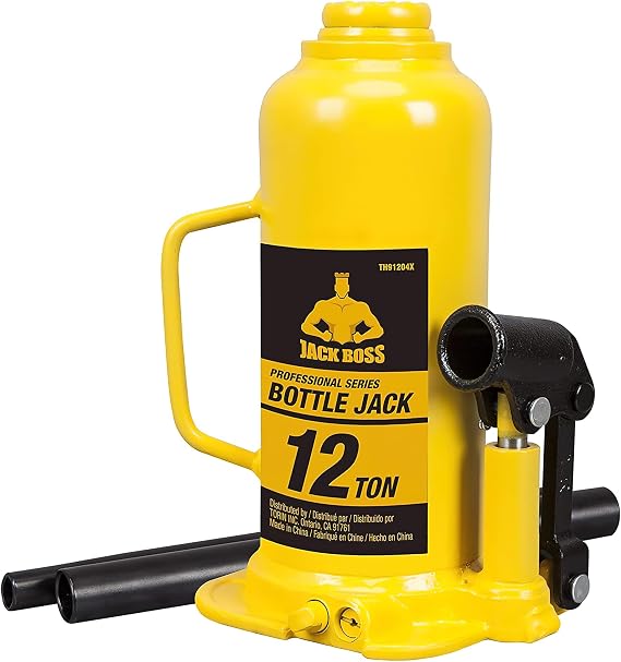 Torin JackBoss TH91204X Hydraulic Welded Bottle Jack 12 Ton Capacity Yellow