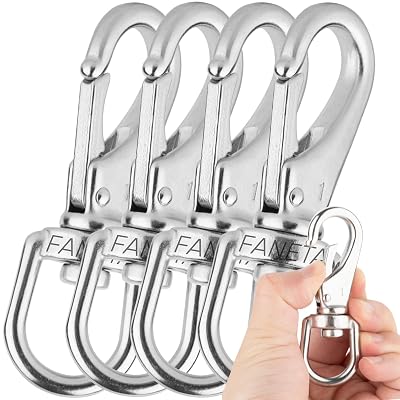 3-12 Stainless Steel Flag Clips Heavy Duty 34 Swivel Eye Snpa Hooks #1 - for Scuba Diving, Flagpole Rope, Bird Feeders, Dog Leashes, Bags, Belting, Straps, Luggage, etc - Pack of 4