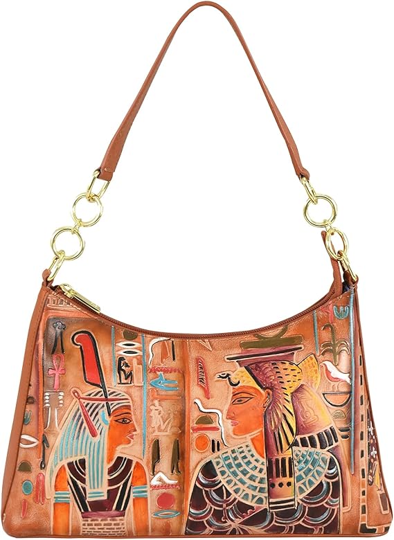 Anuschka Women's Original Hand-Painted Genuine Leather Hobo with Chain Strap