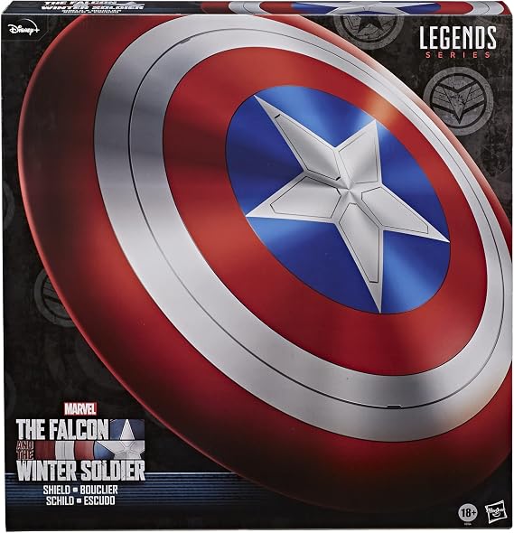 Hasbro Marvel Legends Series Falcon and Winter Soldier Captain America Premium Role Play Shield for Ages 18 and Up, Multicolor, 12.7 x 63.5 x 66.04 cm | Marvel Legends Gear Falcon and Winter Soldier 24 in Captain America Stage Replica