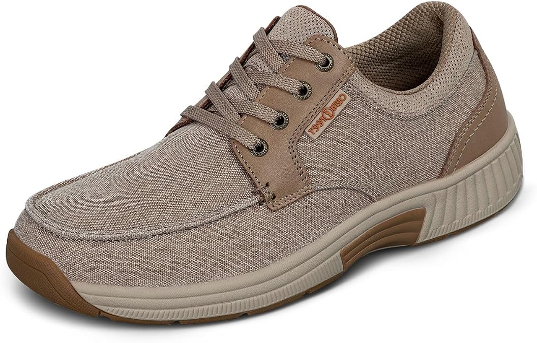 Orthofeet Porto Orthopedic Men's Canvas Walking Shoe | Breathable Modern Classic Design with Anatomical Arch Support, Soft Ergonomic Cushioning, Wide Toe Box for Casual Outings