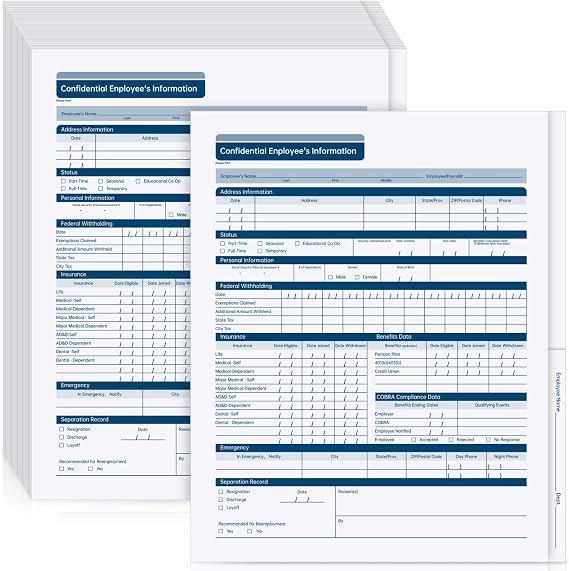 Faccito 35 Pcs Confidential Employee Record Folder Bulk Employee File Folders 9.5 x 11.5'' Payroll Record Book Personnel File Organizer for Manager Company Office Supplies Hr Staff Management