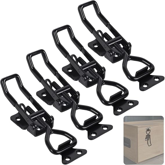 661 Lbs Toggle Latch Clamp, Set of 2 Metal Toggle Clamps with Lock Hole, Adjustable Locking Latch for Cabinet Door Box Case (4003)