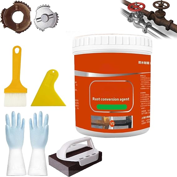 Rust Renovator, Rust Conversion Agent, Rust Renovator Paint, Multi Purpose Anti-Rust Paint, Water-Based Metal Rust Remover with Brush, Rust Remover for Metal, Long Lasting Protection (1Pcs-Black)