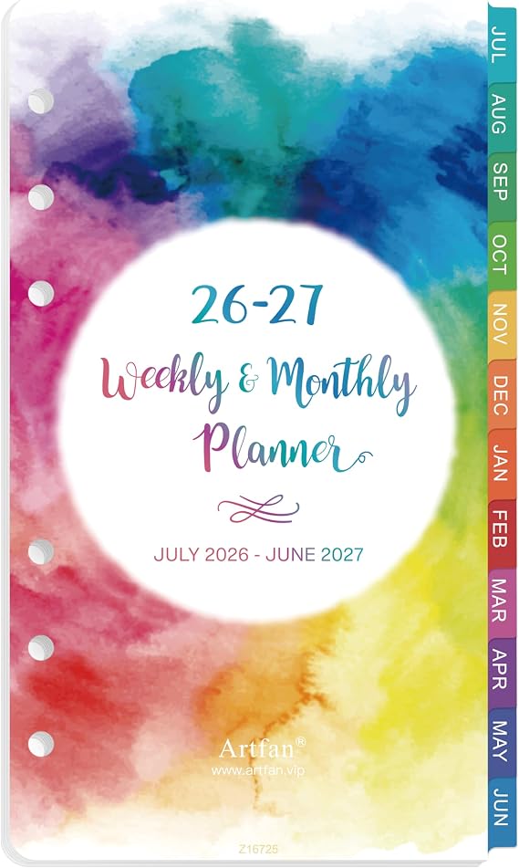 Planner Refills 2026-2027 - Planner Inserts, 2026-2027 Weekly and Monthly Calendar from Jul. 2026 - Jun. 2027, 3.75 x 6.75 inch, 6 Holes