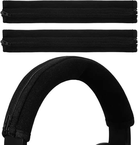 2 Pcs Headphone Headband Cover Comfortable Headphone Band Cover Easy to Install Headphones Replacement Band Rubber Headband Protector with Zipper(Black)