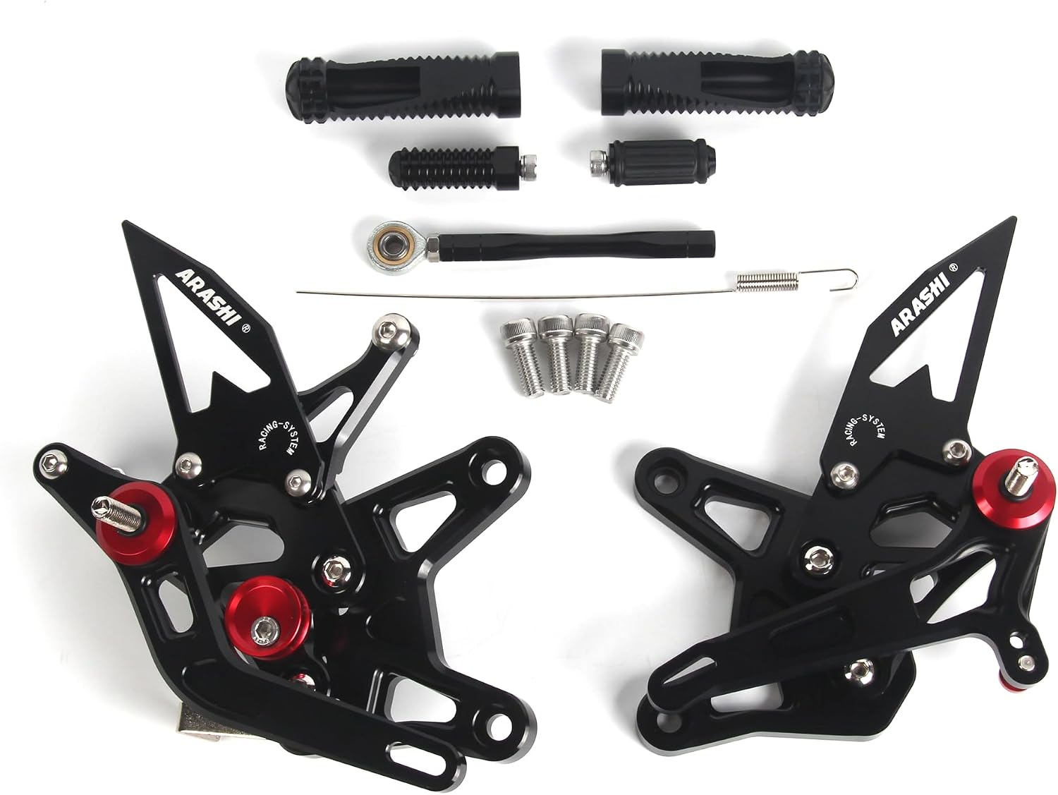 V2.0 Adjustable Rearsets Compatible with Kawasaki Ninja ZX6R ZX636 2021-2024, Black