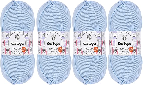 Kartopu Baby One,Baby Knitting Yarn,(4Pack),Anti-Pilling (Low-Pilling)Featured,Each Skein/Ball 100 g (3.5 oz) (Baby Blue 544)