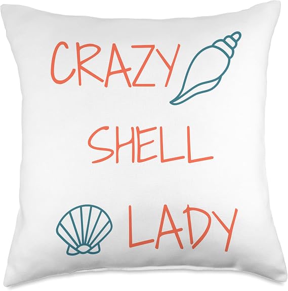 Crazy Shell Lady - in color Throw Pillow