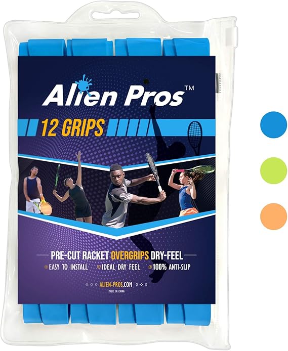 ALIEN PROS Tennis Racket Grip Tape - Precut and Dry Feel Tennis Grip - Tennis Overgrip Grip Tape Tennis Racket - Wrap Your Racquet for High Performance