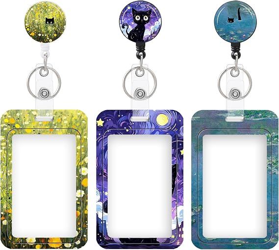 3 Set Heavy Duty Badge Holder with Retractable Reel,ID Badge Holder Key Card Work Badge Clip for Nurse Teacher Student Office Women Men