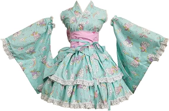 AvaCostume Womens Printing Kimono Dress Short Style Party Dress