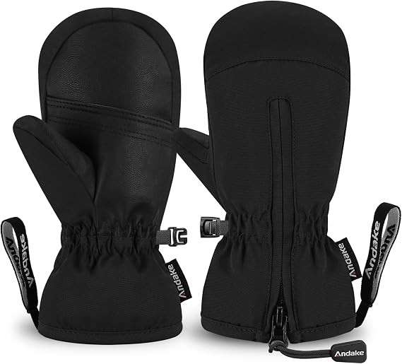 Andake Kids Ski Mittens Gloves Waterproof | Breathable Winter Warm Snow Gloves for Ages 1-14 Toddler Baby Girls and Boys