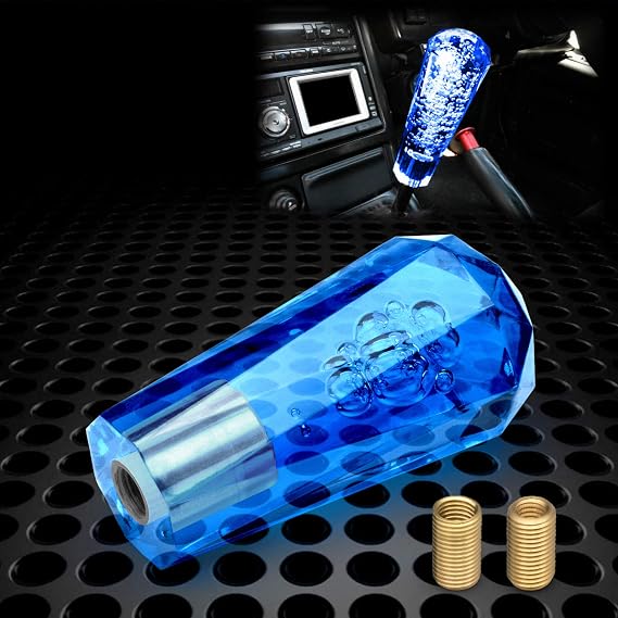 Shift Knob Stick Crystal Transparent Bubble Blue Throw Gear Shifter 10cm