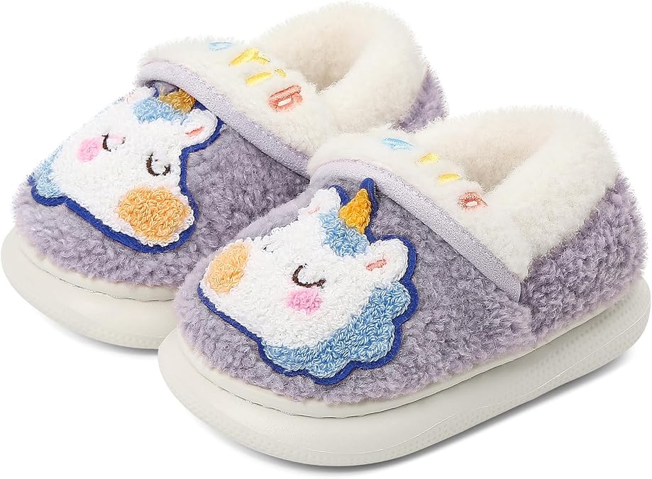 MK MATT KEELY Girls Boys Slippers Toddler Fuzzy Cut Funny Animal House Slippers Kids Winter Warm Plush Lined Slip-on Home Shoes for Indoor Outdoor