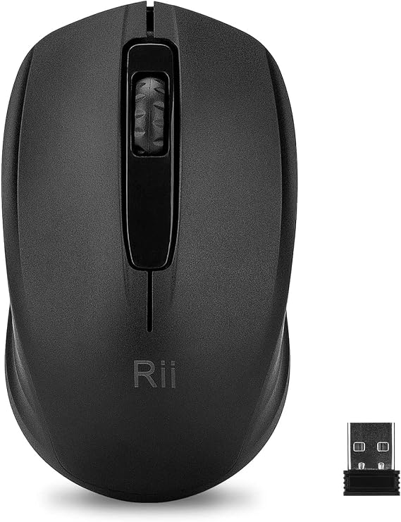 Rii Wireless Mouse, 2.4G Portable Computer Mice | For PC, Laptop, Windows, Office Included Wireless USB dongle , Black