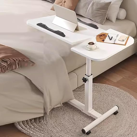 Portable Desk, Foldable Standing Desk, Rolling Desk Adjustable Height, 270 Degree Rotating Desktop, for Home, Office, Medical and School Classroom Standing Desk (Color : White)