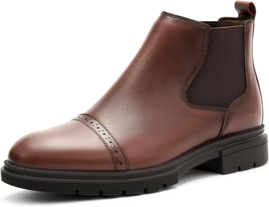 Arkbird Mens Chelsea Boots, Stylish and Comfort Leather Chukka Ankle Boots Dark-Brown 10