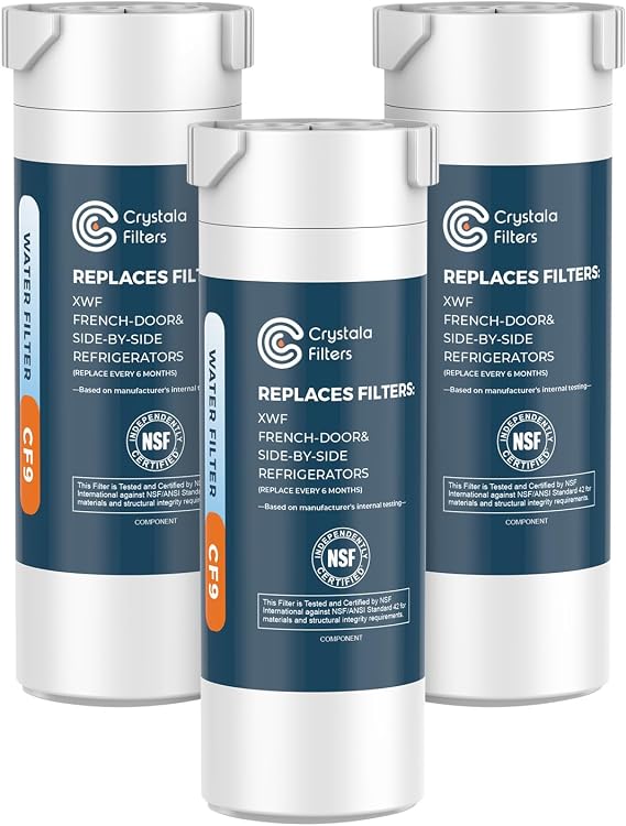 Crystala Filters XWF Refrigerator Water Filter Compatible with GE 3 Pack