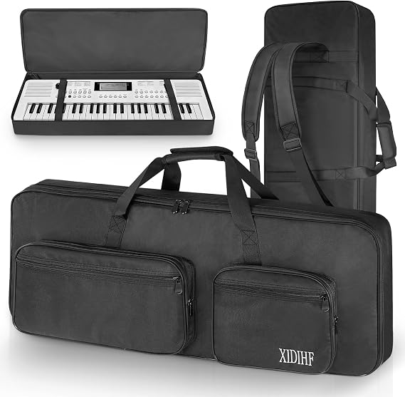49 Key Keyboard Gig Bag 10mm Padded Full Protection with Adjustable Straps, 4 Pockets for Accessories, Electric Piano Case (33.8''x13.8''x4.3'')