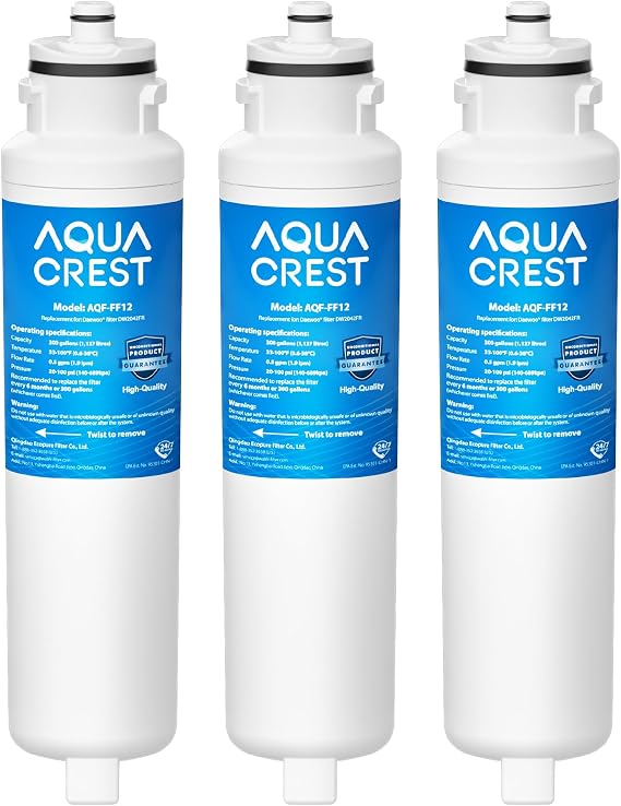 AQUA CREST DW2042FR-09 Refrigerator Water Filter, 3 Pack | Replacement for Daewoo DW2042FR, Kenmore 46-9130, DW2042FR-09, Aqua Crystal DW2042F-09