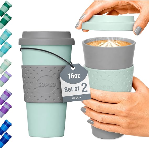 Copco Acadia Travel Mug, 16 Oz - Aqua & Gray, Set of 2