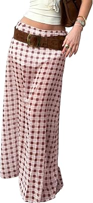 Sunloudy Women Polka Dot Skirt Low Rise Flowy Bodycon Satin Midi Skirt Sexy Trendy Sheer A-line Pencil Skirt