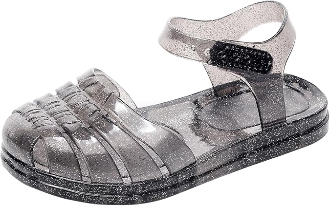 Toddler Girls Jelly Shoes Soft Unisex-Child Boys Jellies Sandals Rubber Sole Closed Toe Beach Summer Mary Jane Kids Princess Dress Flat