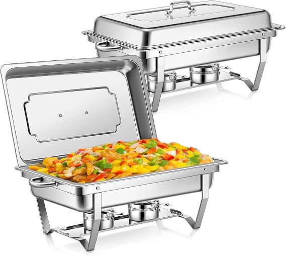 2 Pack Chafing Dish Buffet Set High Grade 8QT Stainless Steel Chafer Complete Set