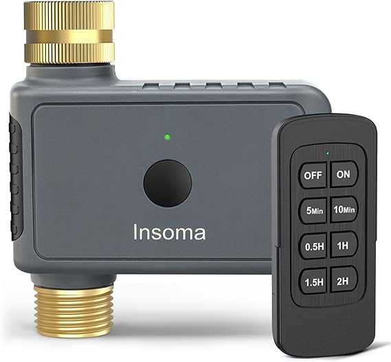 Insoma Sprinkler Timer with Remote Control, Water Hose Timers, Turns Water Off Automatically, Up to 120 Minutes of Run Time, Irrigation Timer for Lawn, Drip, Soaker Hose, and Garden