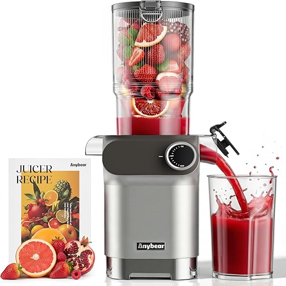 Anybear Cold Press Juicer 200W Slow Juicer 4.3" Feed Chute & Juice Recipes