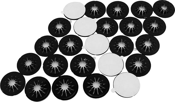 Square Deal Recordings & Supplies (25) Black Adhesive Backed Spider CD/DVD Hubs (Rosettes) - For Gluing into a Chubby CD Jewel Box To Increase Capacity! (Hubcaps/Caps) - #CDNRSPBK