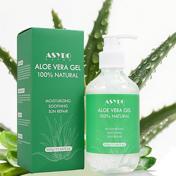 Aloe Vera Gel 500 ml – 100% Natural Pure Aloe Vera for Face Body Hair, Soothing and Nourishing Moisturising Aloe Cream for Dry Skin, Sunburn, Acne, After Sun Lotion