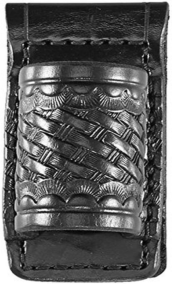 Aker Leather 554XT Basketweave Belt Flashlight Holder, Open Top & Bottom | Access, Fits Streamlight Stinger XT, PolyStinger & Stinger DS LED Flashlights, Snaps onto Belts up to 2.25 Inches