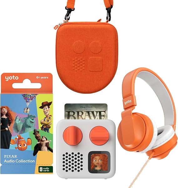 Yoto Mini (2024 Ed.) Kids Audio Player + Ultimate Disney Gift Bundle, 4+ | Kids audio player + Disney Pixar story cards + wired headphones + travel case | screen-free | gift set | mp3 player ages 4+