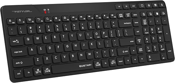 A4tech Bluetooth & 2.4G Rechargeable Keyboard (FBK27C AS) - Dual Connectivity, QuietKey Technology, Multi-Device Pairing, Ultra-Slim Keycaps, for Windows, Mac, iOS, Android