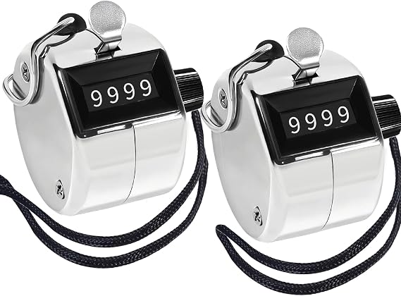 2PCS Tally Counter, 4-Digit Clicker Counter, Metal Hand Tally Counters Clicker, Portable Golf Stroke Counter with Lanyard for Counting Golf, Baseball, Inventory, People Counting, Events Count