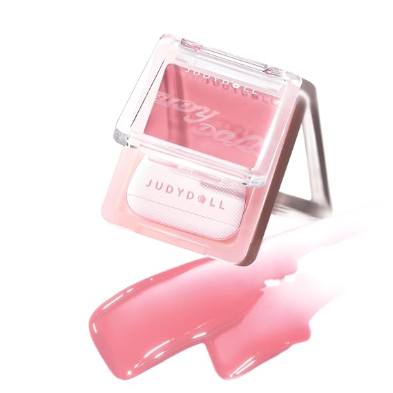 JUDYDOLL Glow Blush Balm,85% Essence-Infused,Hydrating, Buildable&Non-Patchy Cheek Color with Puff,Dewy Finish,Lightweight Blush for Cheeks, Cool Toned Blush (01 Spring Awake)