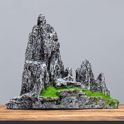 Realistic Fake Rocks for Landscaping, Faux Rock with Natural Pattern, Seiryu Stone Model, for aquascaping, Micro-Landscapes, Home, Office Bonsai20.5  9.7  17cm8  4  7in
