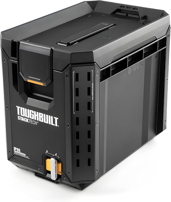 ToughBuilt StackTech - Compact Tool Box, Lockable Storage, TB-B1-B-60C | IP65 Rated, Auto-Locking System, Removable Tray, Secure Latches, StackTech Compatible, Heavy-Duty Construction