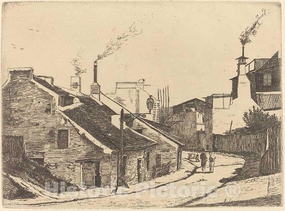 Art Print : Francois Bonvin, Rue du Champ de l'Alouette, 1861, Historic Wall Decor : 10in x 08in
