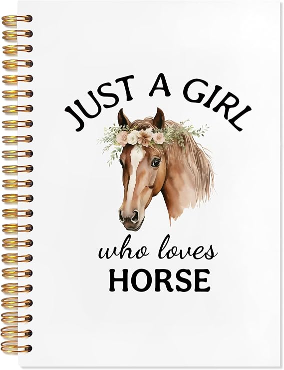 Horse Gifts Notebook Journal, Just a Girl Who Loves Horses Notebooks for Note Taking, Horse Lovers Gifts Journals for Women Girls, Spiral Notebook 5.5x8.3 Inch