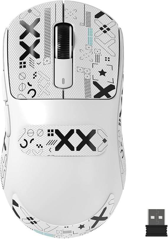 ATTACK SHARK X3MAX 49g Ultra-Lightweight Wireless Gaming Mouse, White&Tape | BT/2.4G Wireless/Wired Mouse, PAW3950 42K DPI Optical Sensor, 200h Battery, Programmable Buttons for PC/Mac