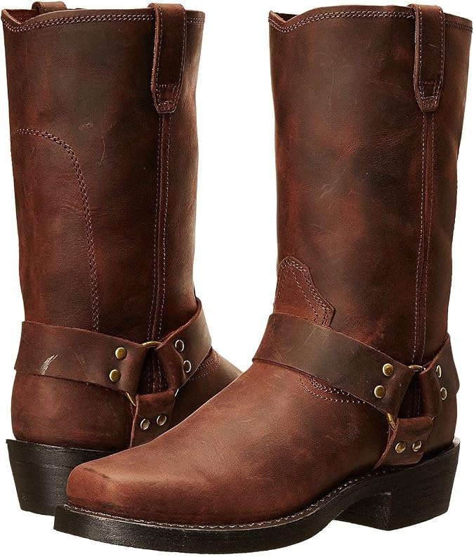 Dingo Mens Dean Harness Square Toe Pull On Motorcycle Casual Boots Mid Calf