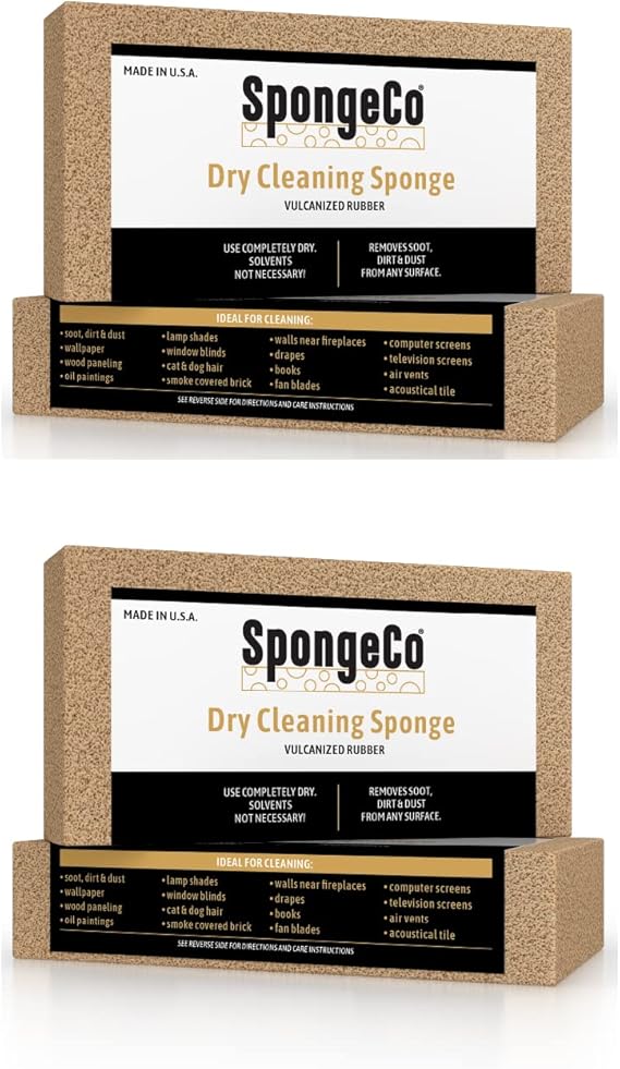 Dry Cleaning Soot Eraser Sponge - Pet Hair, Smoke, Soot, Dust and Dirt Remover - 3x6 Double, One Unit (2 Pack Single)