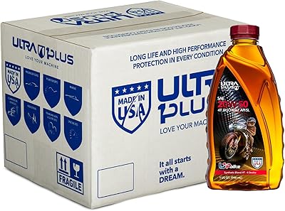 ULTRA 1PLUS 4T 20W-50 Synthetic Blend Motorcycle Oil API SL JASO MA2-20W50 Motor Oil, 12 Quarts