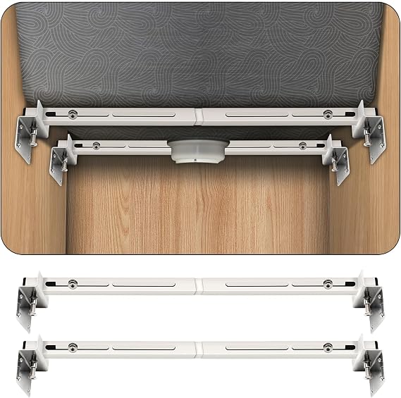 2-Pack Upgraded Undermount Sink Bracket, Undermount Sink Support Kit(Telescopic Length 20"-55"), Stainless Steel Horizontal Sink Bracket, Adjustable Support Pole for Kitchen Small Sink